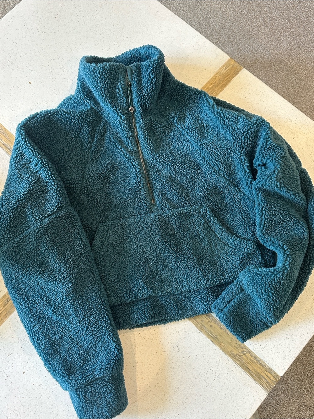 Lululemon Women's Plush Sherpa Half-Zip Pullover Sweater - Teal